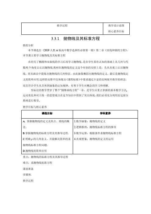 教学设计1:3.3.1 抛物线及其标准方程
