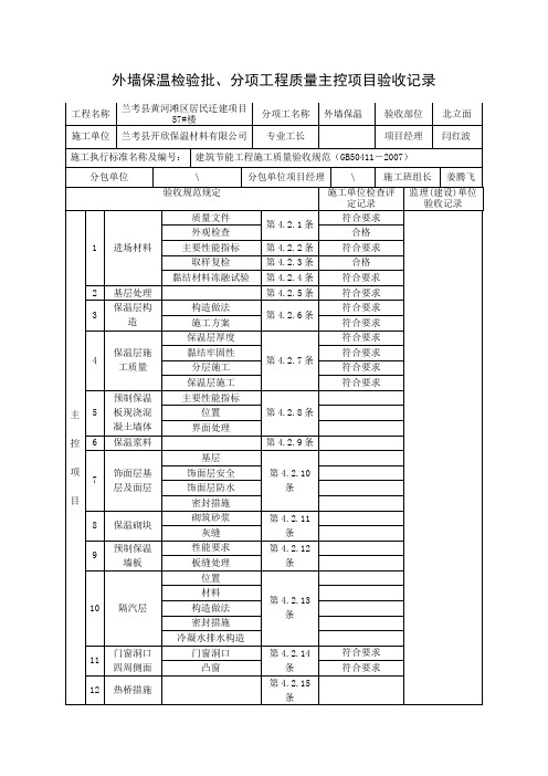 外墙保温检验批