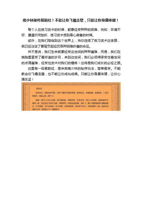 南少林秘传易筋经！不能让你飞檐走壁，只能让你身康体健！