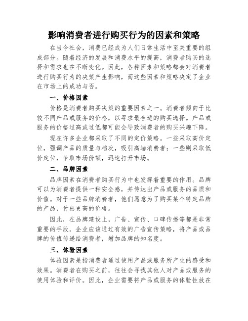 影响消费者进行购买行为的因素和策略