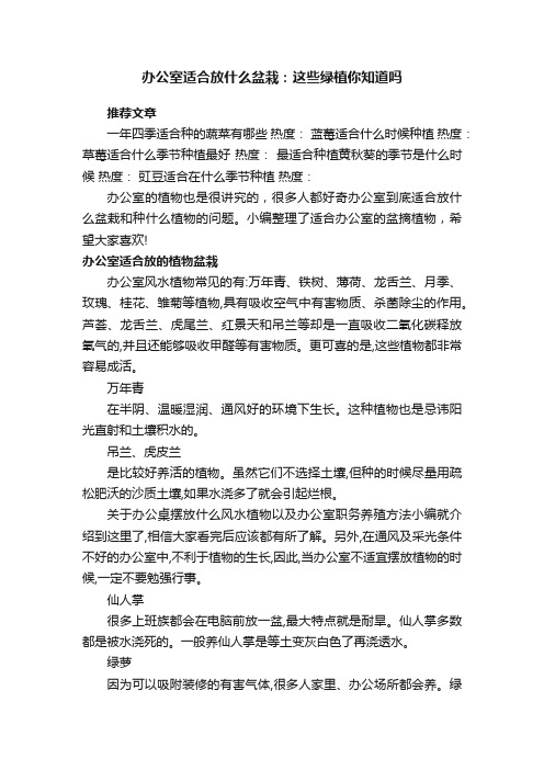 办公室适合放什么盆栽：这些绿植你知道吗