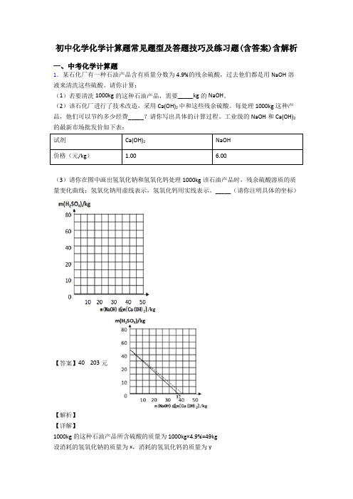 初中化学化学计算题常见题型及答题技巧及练习题(含答案)含解析 (2)