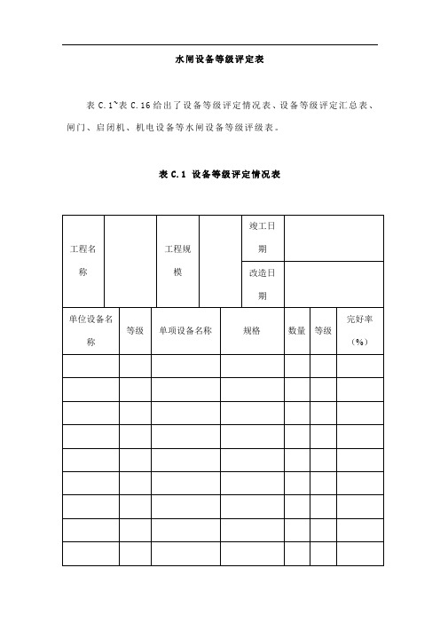 水闸设备等级评定表