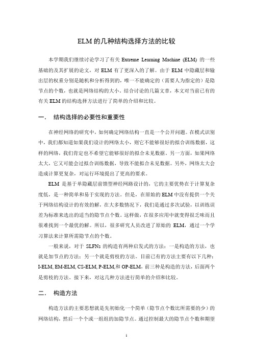 ELM的几种结构选择方法比较