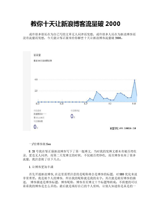 教你十天让新浪博客流量破2000