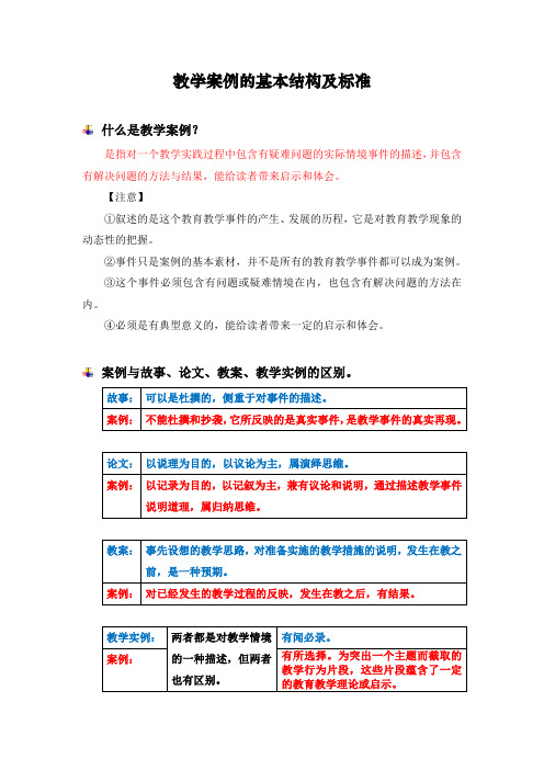 教学案例的基本结构及标准