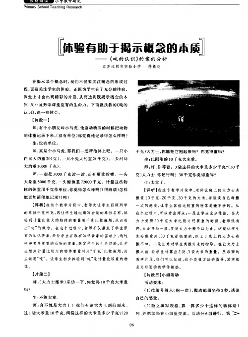 体验有助于揭示概念的本质——《吨的认识》的案例分析