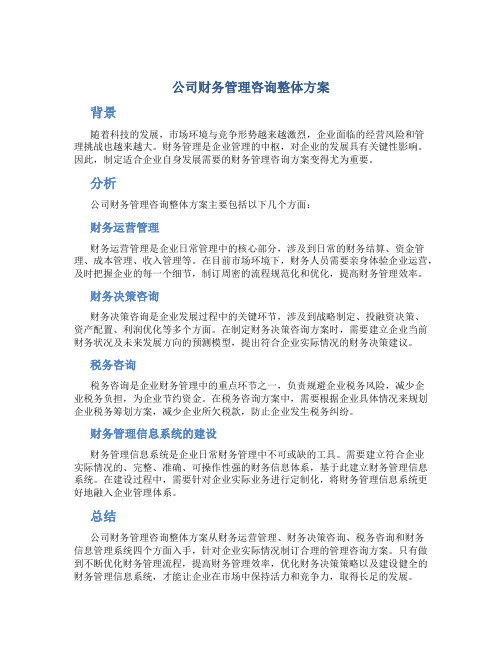 公司财务管理咨询整体方案