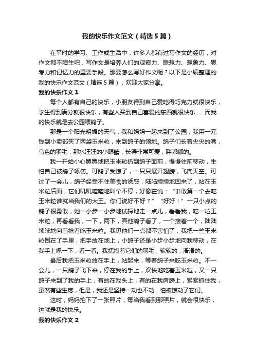 我的快乐作文范文（精选5篇）