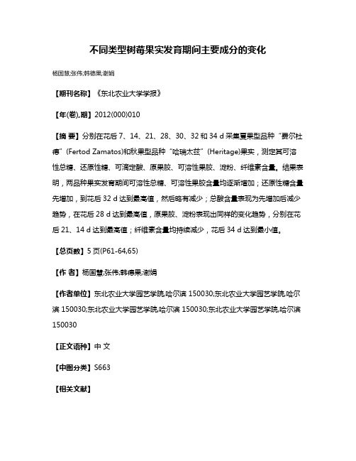 不同类型树莓果实发育期间主要成分的变化