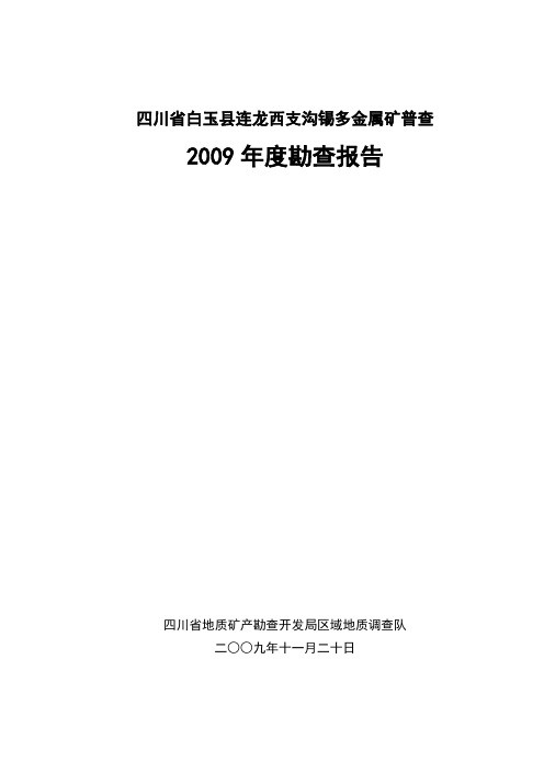 四川多金属矿普查勘查报告