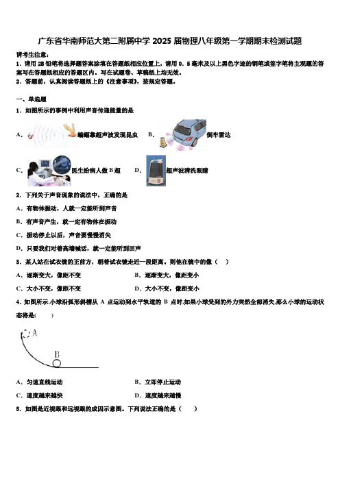 广东省华南师范大第二附属中学2025届物理八年级第一学期期末检测试题含解析