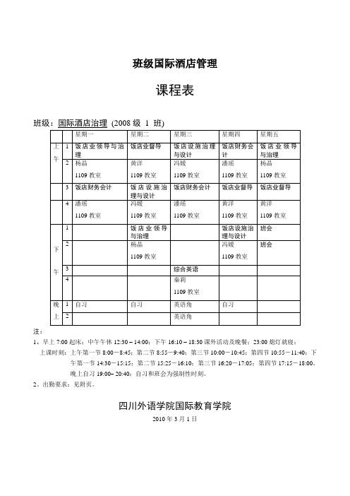 班级国际酒店管理