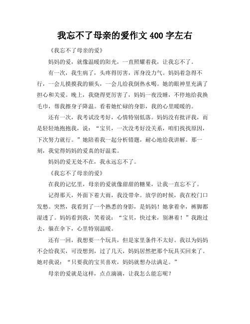 我忘不了母亲的爱作文400字左右