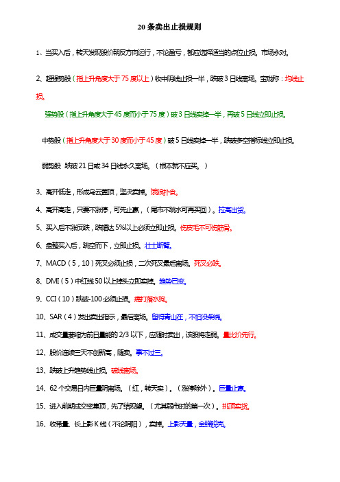 20条卖出止损规则