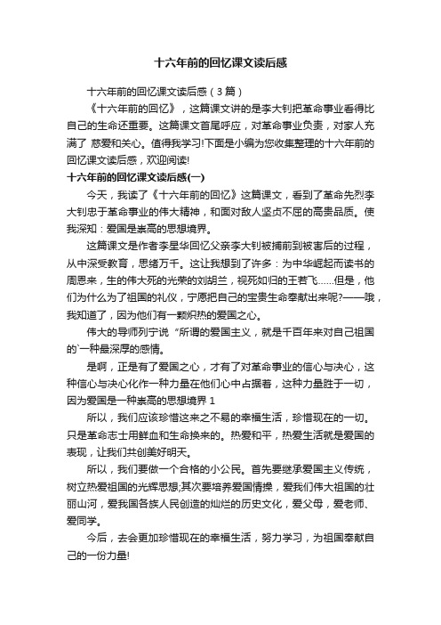 十六年前的回忆课文读后感