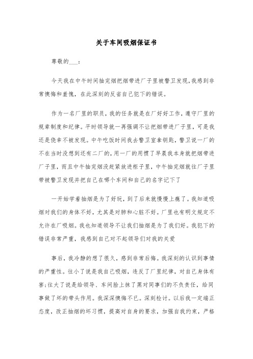 关于车间吸烟保证书（2篇）