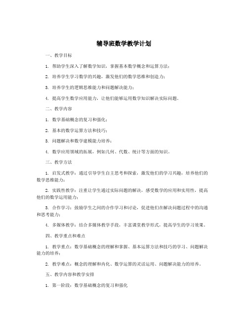 辅导班数学教学计划