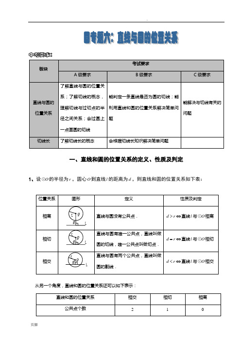 讲义-直线与圆的位置关系