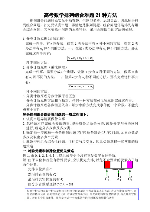 排列组合难题21种题型及方法