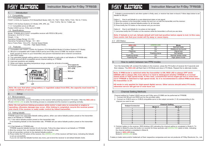 Instruction Manual for FrSky TFR8SB说明书