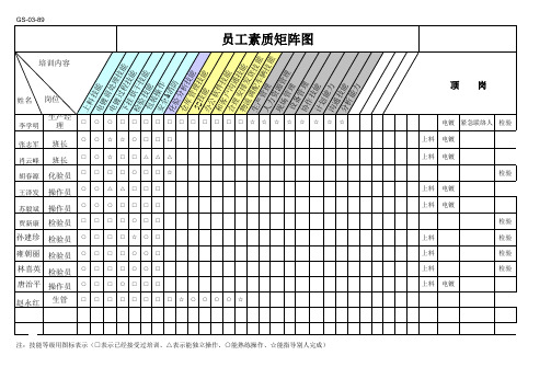 员工技能矩阵图