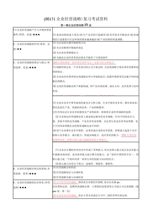 《企业经营战略》复习考试资料