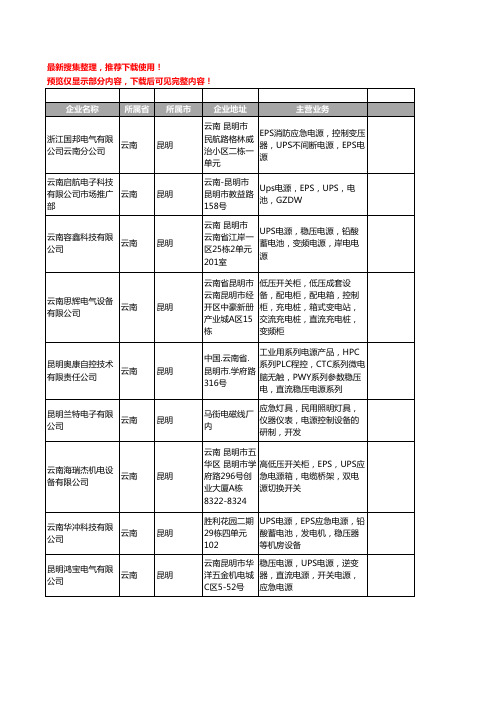 新版云南省昆明应急电源工商企业公司商家名录名单联系方式大全13家