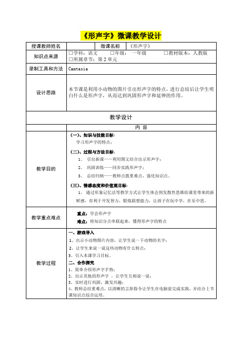 小学一年级语文      《形声字》微课教学设计