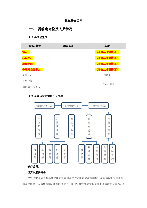 私募股权投资基金公司岗位及人员设定参考知识分享