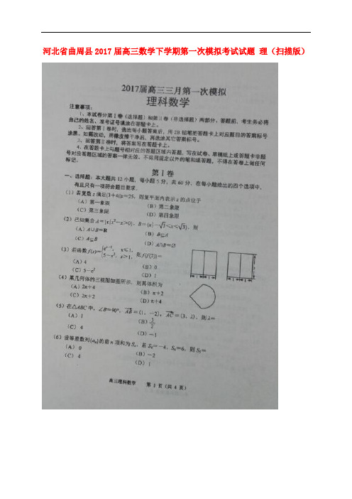 河北省曲周县高三数学下学期第一次模拟考试试题 理(扫描版)