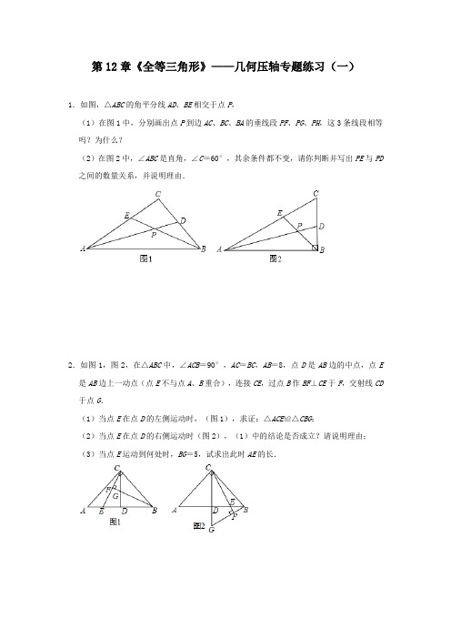 第12章 全等三角形 —几何压轴专题练习(一)八年级数学人教版上册