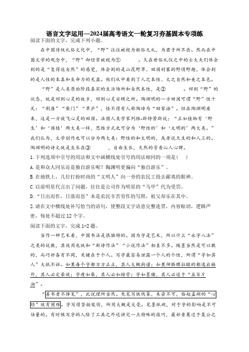 2024届高考语文一轮复习夯基固本专项练 语言文字运用