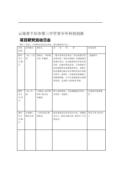 项目活动日志记录模板