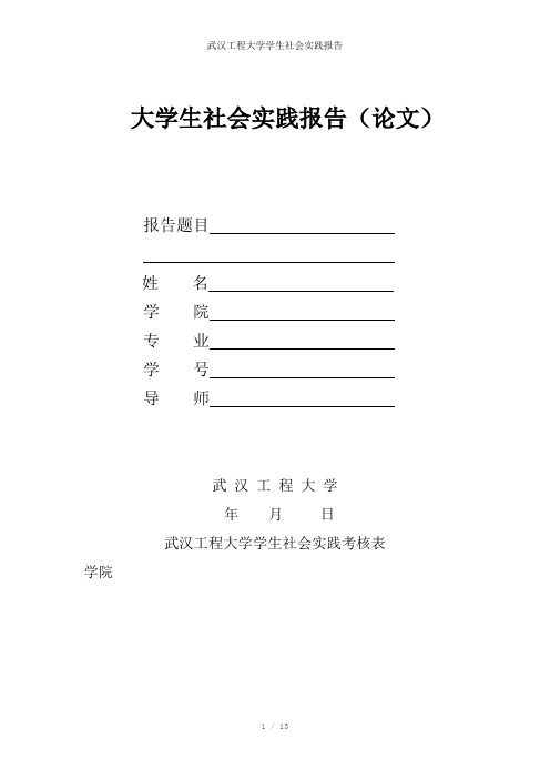 武汉工程大学学生社会实践报告参考模板