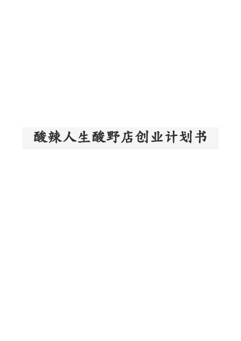 酸辣人生酸野店创业项目计划书