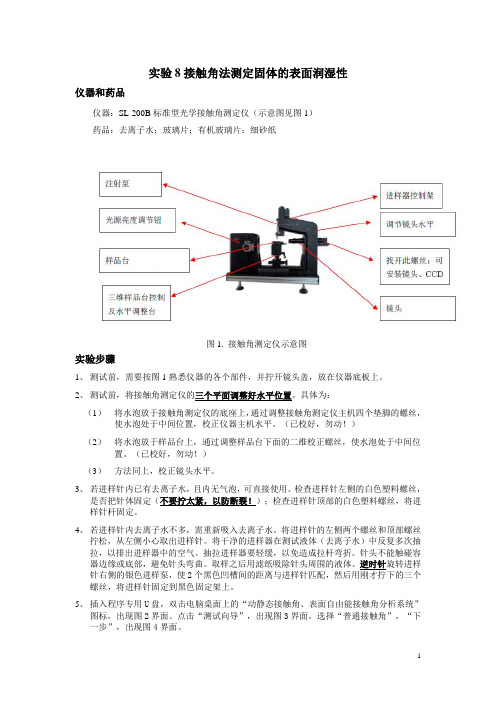 实验8 接触角法测定固体的表面润湿性 操作步骤