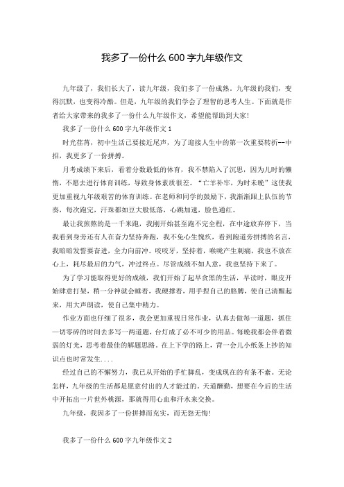 我多了一份什么600字九年级作文