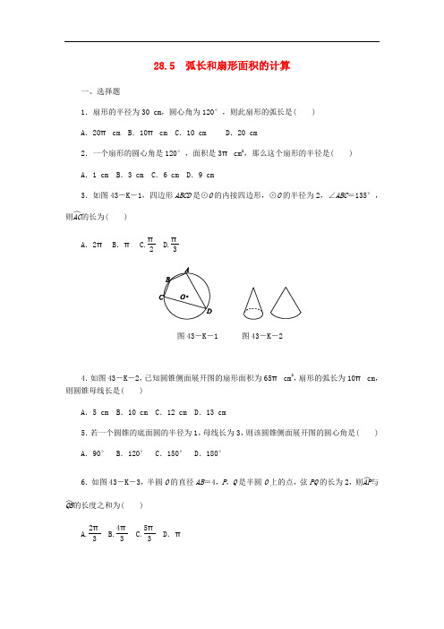 九年级数学上册 第28章 圆 28.5 弧长和扇形面积的计算