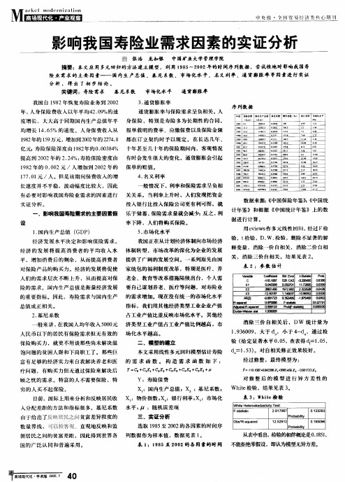 影响我国寿险业需求因素的实证分析