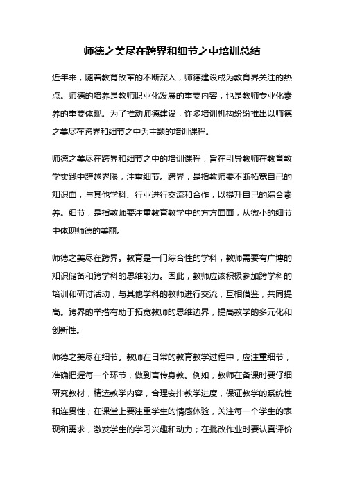 师德之美尽在跨界和细节之中培训总结