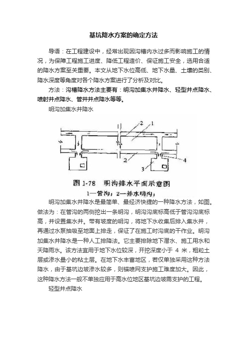 基坑降水方案的确定方法