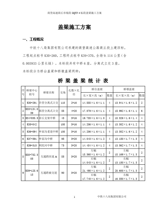 商登高速盖梁施工方案