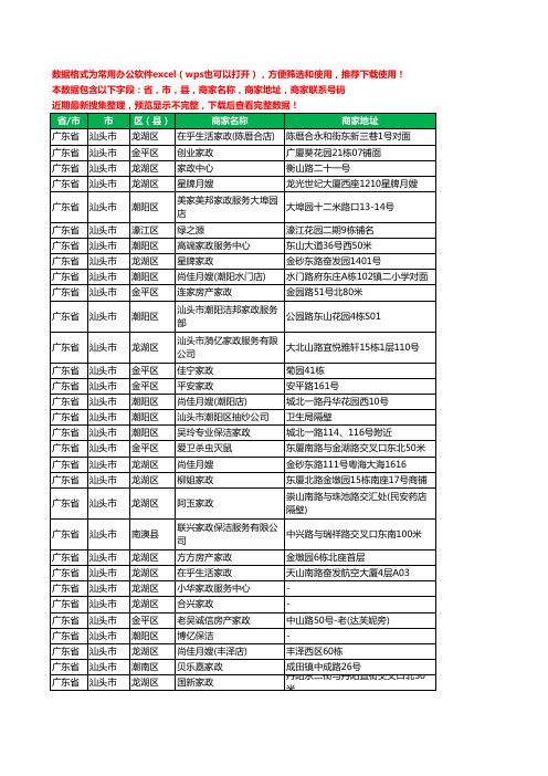 2020新版广东省汕头市家政服务工商企业公司商家名录名单联系电话号码地址大全100家