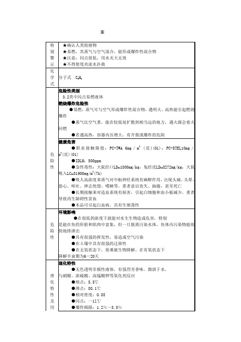 苯MSDS