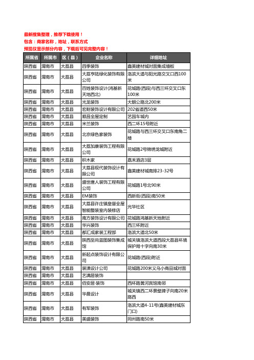 新版陕西省渭南市大荔县装修公司企业公司商家户名录单联系方式地址大全43家