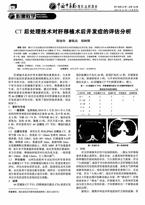 CT后处理技术对肝移植术后并发症的评估分析