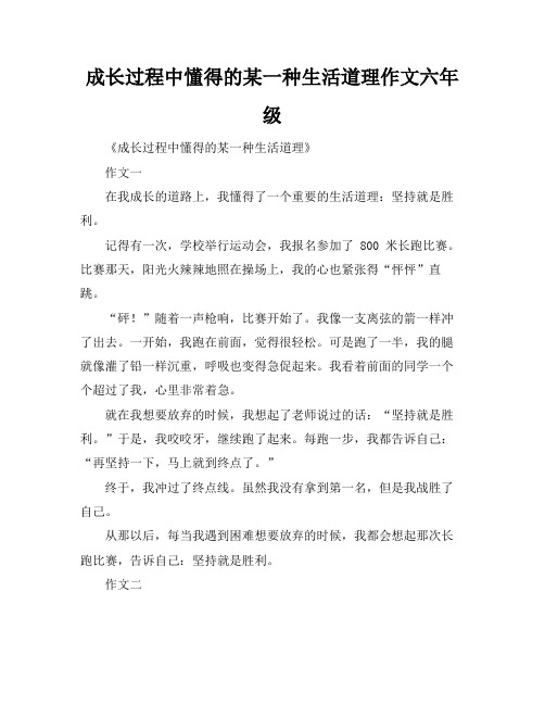 成长过程中懂得的某一种生活道理作文六年级