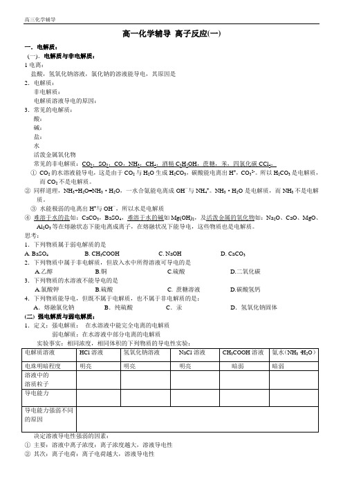 高一化学辅导 离子反应