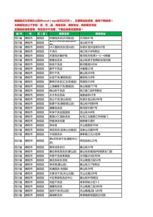 2020新版四川省德阳市旌阳区洗衣店工商企业公司商家名录名单联系电话号码地址大全133家